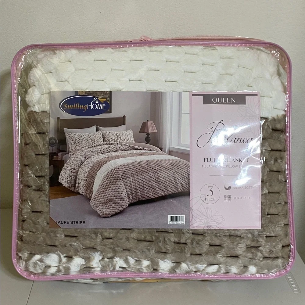 Cozy Beige and White Textured Comforter Set
